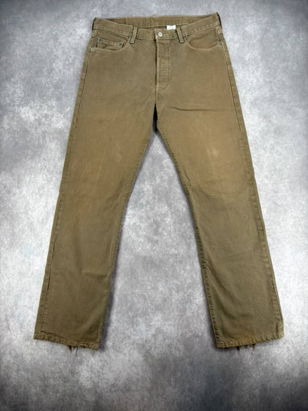 Levis 501 XX Mens Jeans 36x34 Brown Khaki Straight Leg Distressed Denim